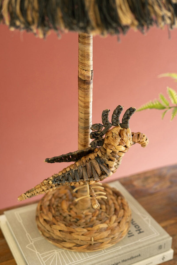 Table Lamp with Seagrass Bird Base and Jute Shade