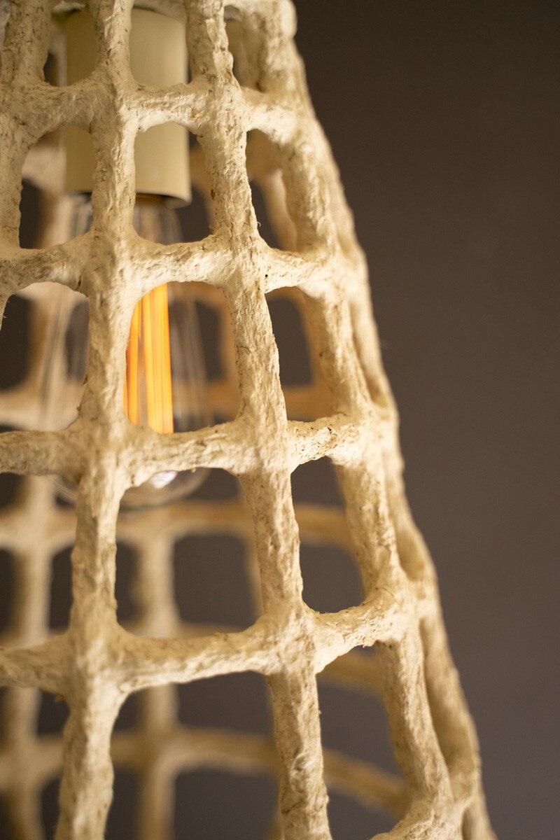 TALL PAPER MACHE GRID PENDANT LIGHT - Set of 2