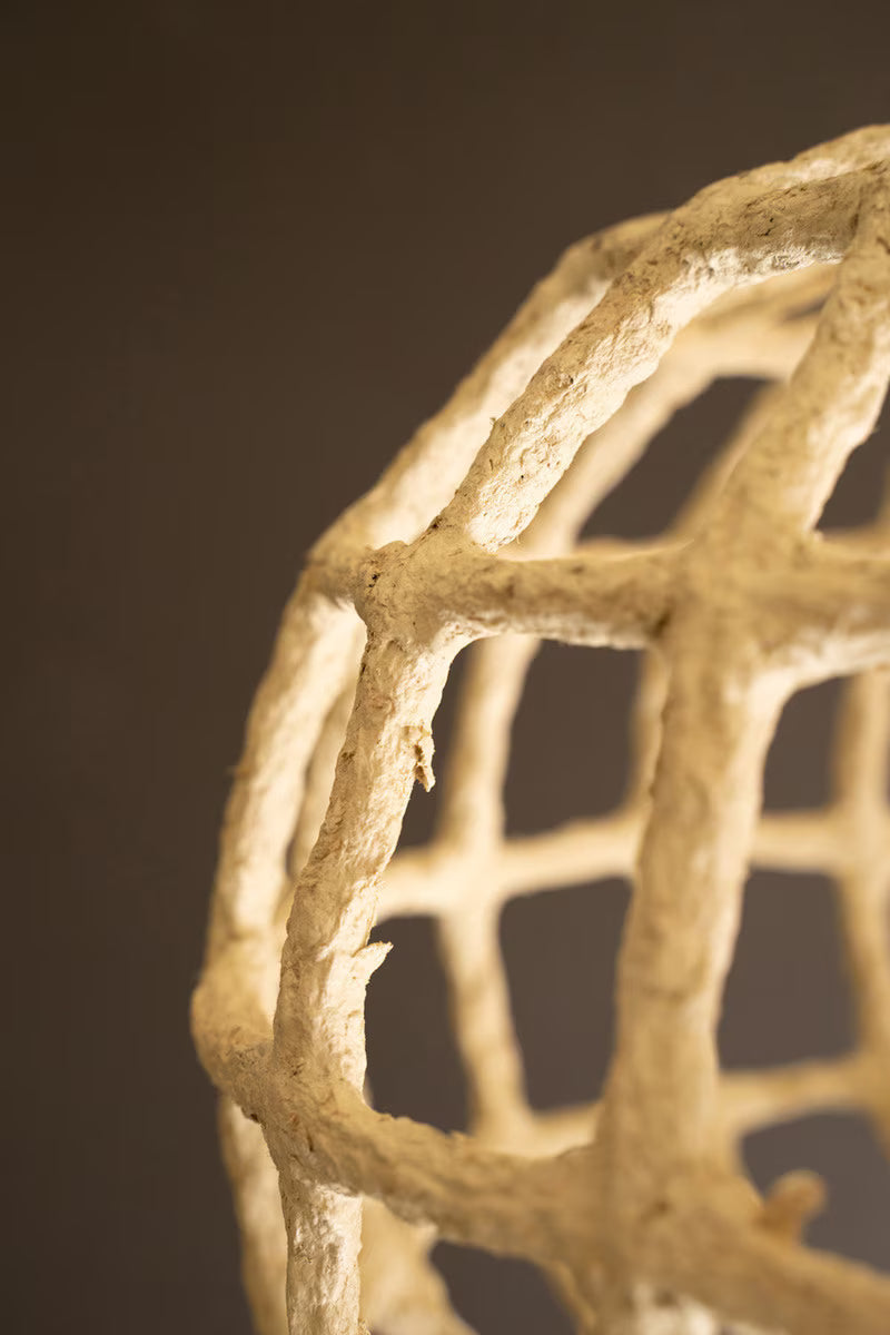 Set of 2 - SHORT PAPER MACHE GRID PENDANT LIGHT