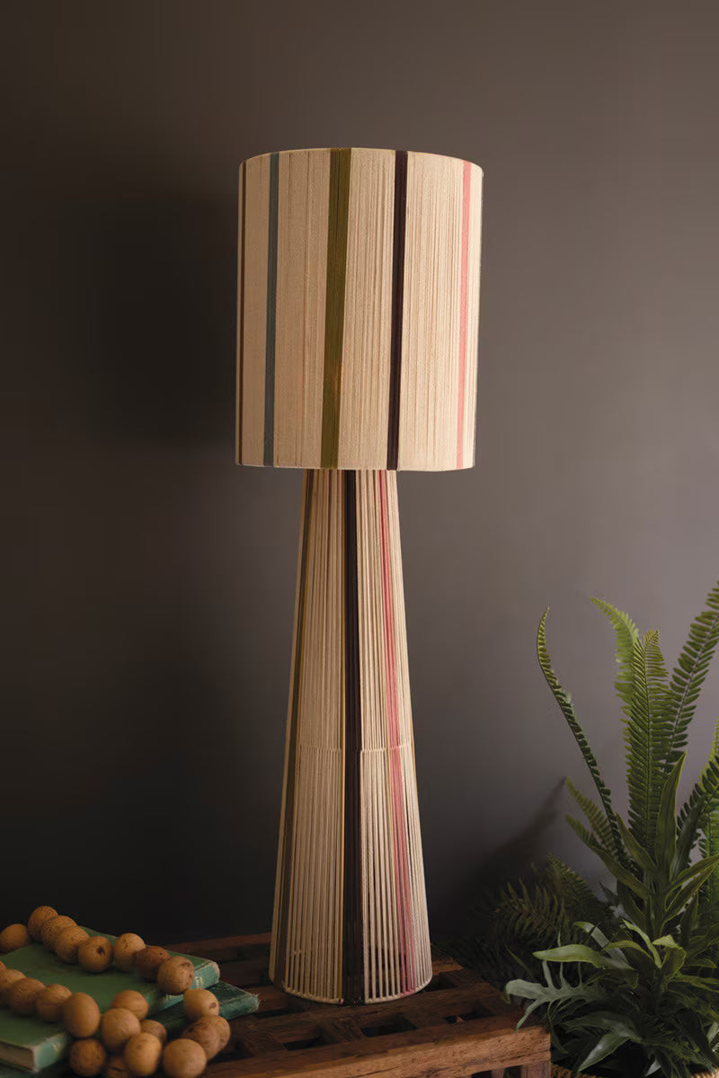 MULTI STRIPED STRING TABLE LAMP WITH SHADE