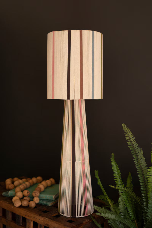 MULTI STRIPED STRING TABLE LAMP WITH SHADE