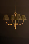 RATTAN-WRAPPED CHANDELIER WITH RAFFIA SHADE