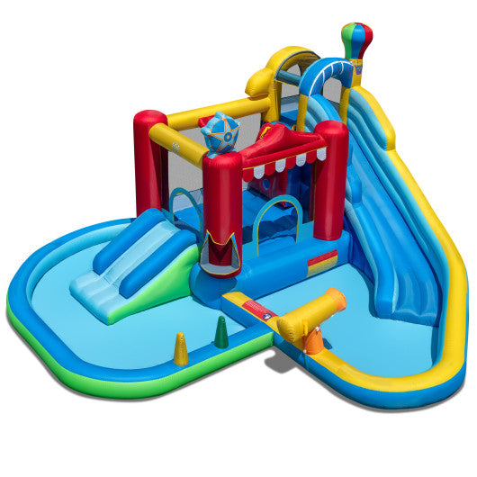 Inflatable Water Park with Splash Pool and Water Cannon for Birthday Party Without Blower