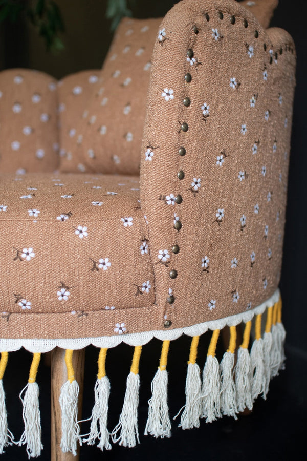 Upholstered Circle Chair with Tassels