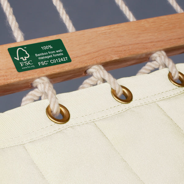 Nautico Cool Grey Outdoor R Padded Vanilla - Padded Kingsize Spreader Bar Hammock with Powder Coated Steel Stand