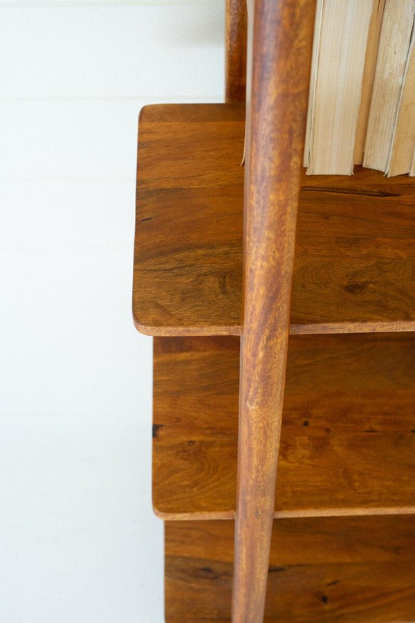 MANGO WOOD BOOKSHELF WITH TEAK FINISH