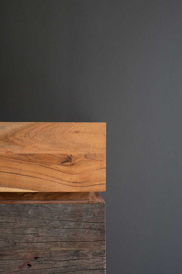 RECYCLED AND ACACIA WOOD CONSOLE TABLE WITH TWO DRAWERS