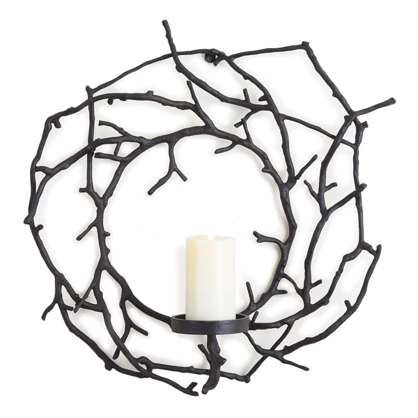 Circular Black Branch Wall Candle Holder