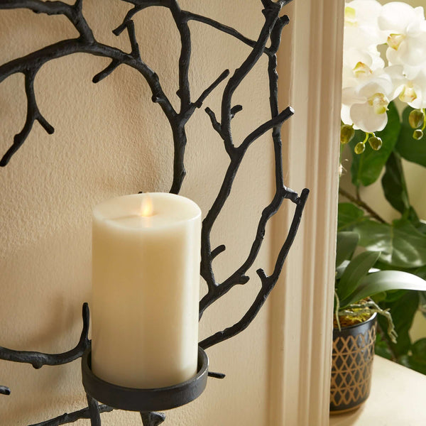 Circular Black Branch Wall Candle Holder