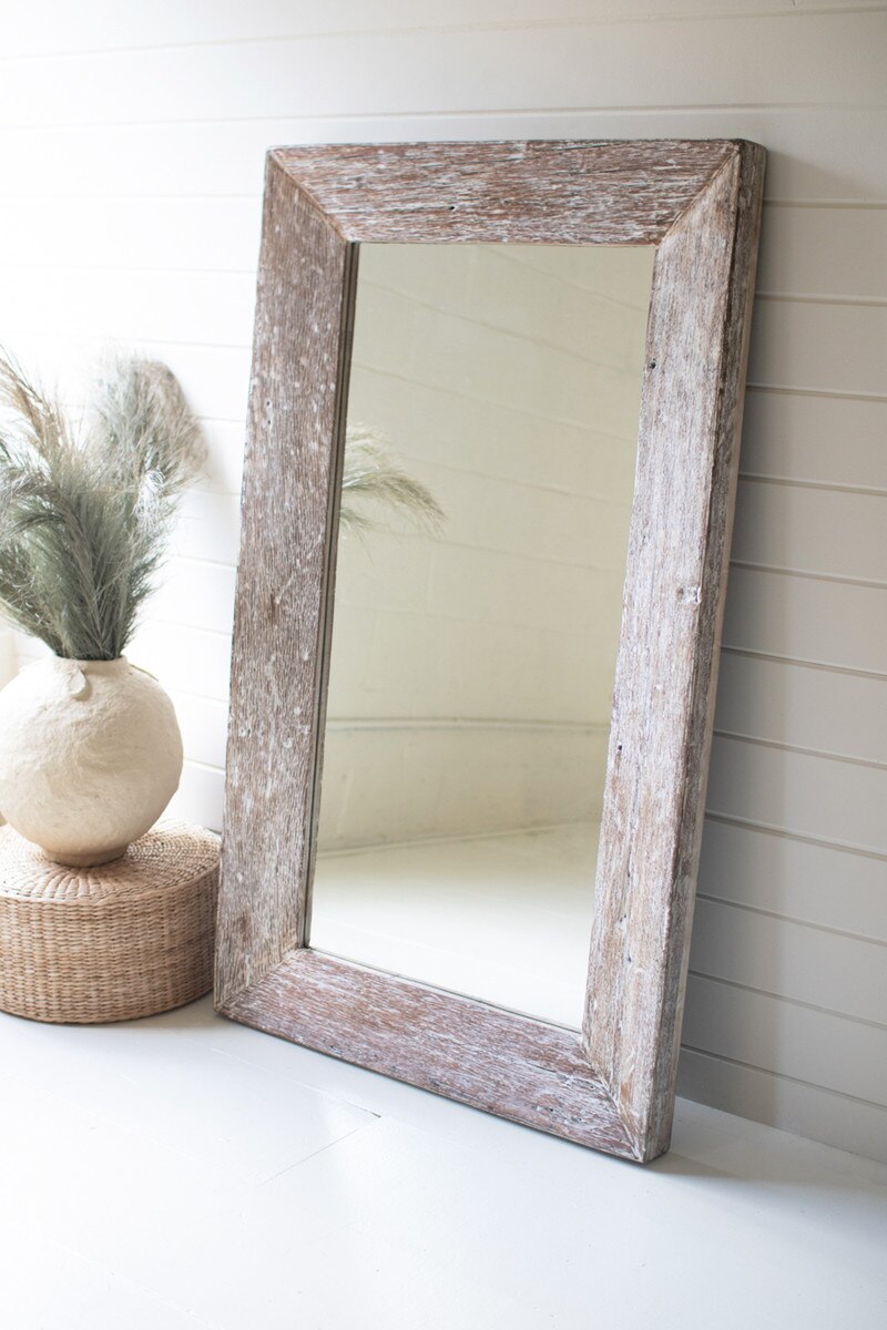 RECYCLED WOOD - TAPPER MIRROR - WHITEWASH