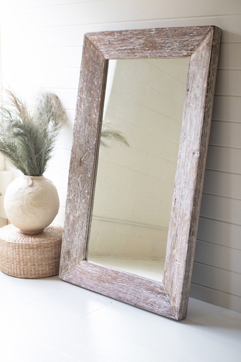RECYCLED WOOD - TAPPER MIRROR - WHITEWASH