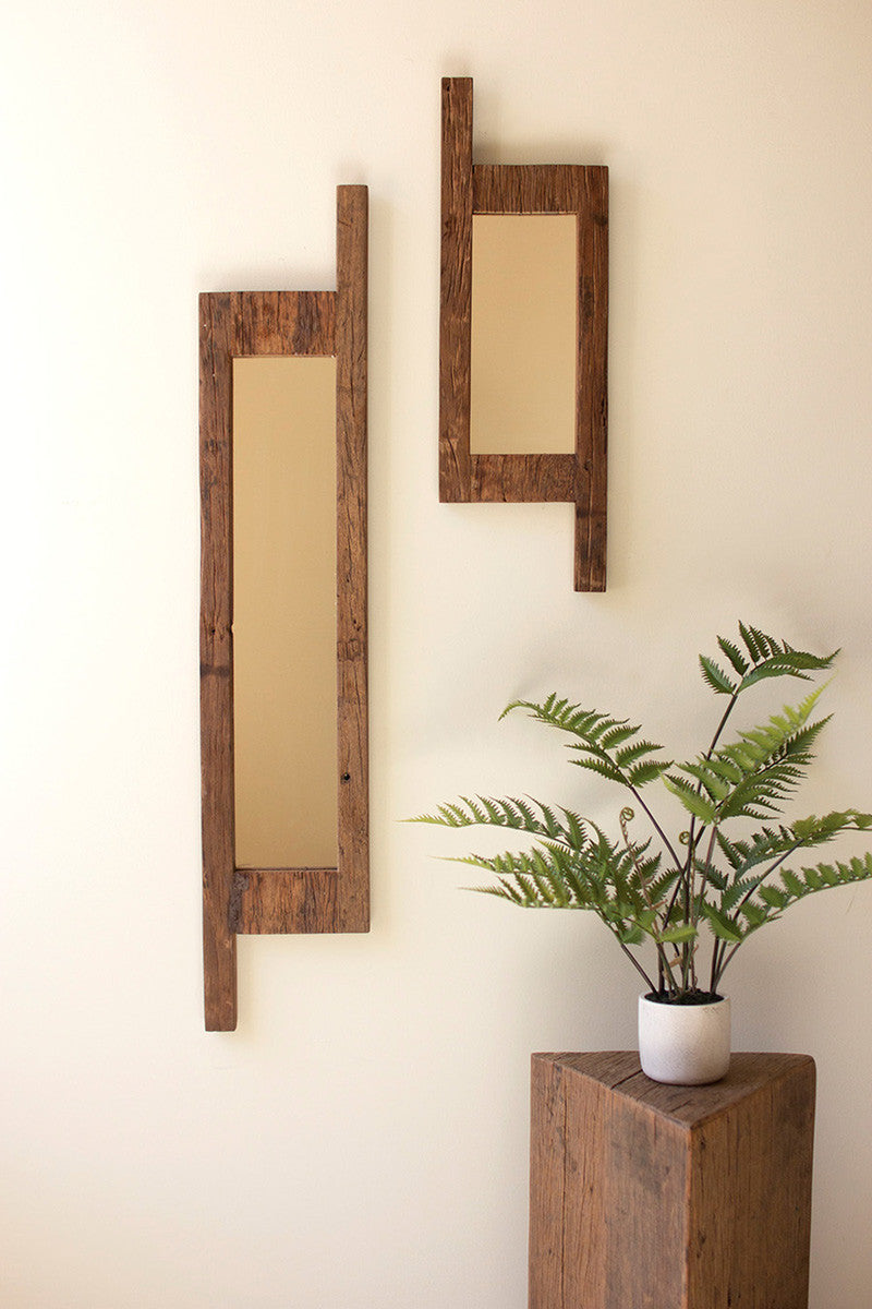 Set of 2 Recycled Wall Wood Mirrors