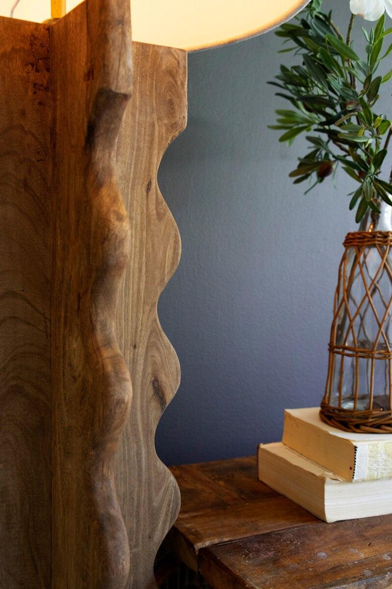 WAVY WOODEN FLOOR LAMP BASE AND SHADE