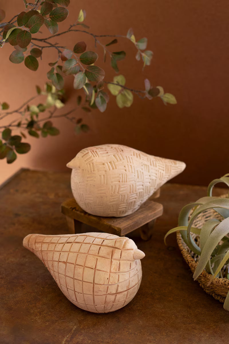 Set of Two Terracotta Bird Figurines