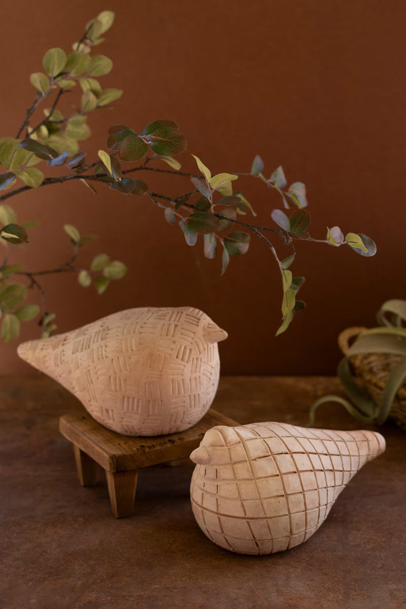 Set of Two Terracotta Bird Figurines