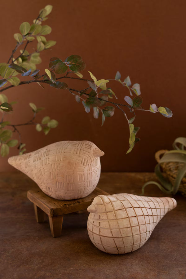 Set of Two Terracotta Bird Figurines
