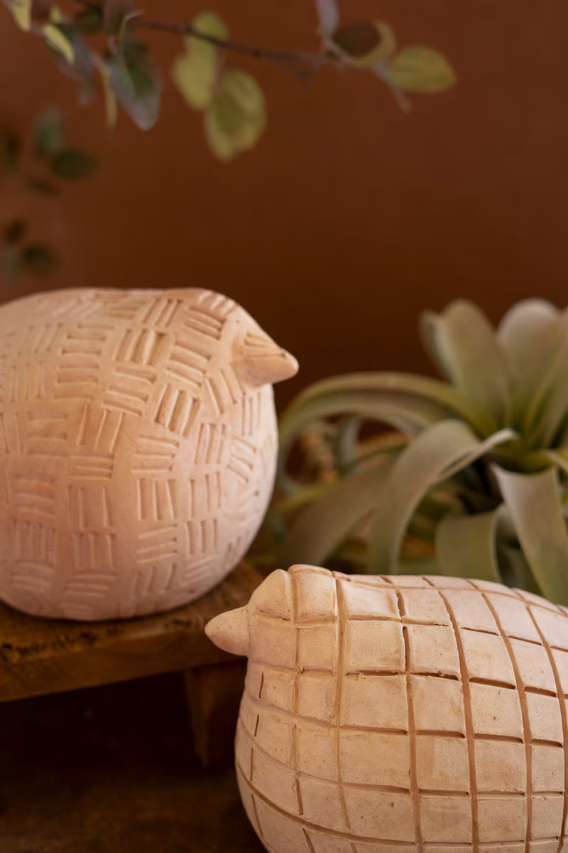 Set of Two Terracotta Bird Figurines