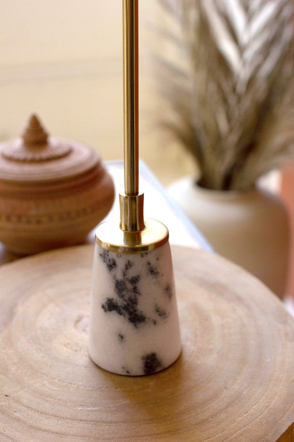 Set of 3 Brass Pillar Candle Holders with Marble Bases Kalalou