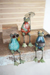 SET OF THREE RECYCLED IRON FROGS