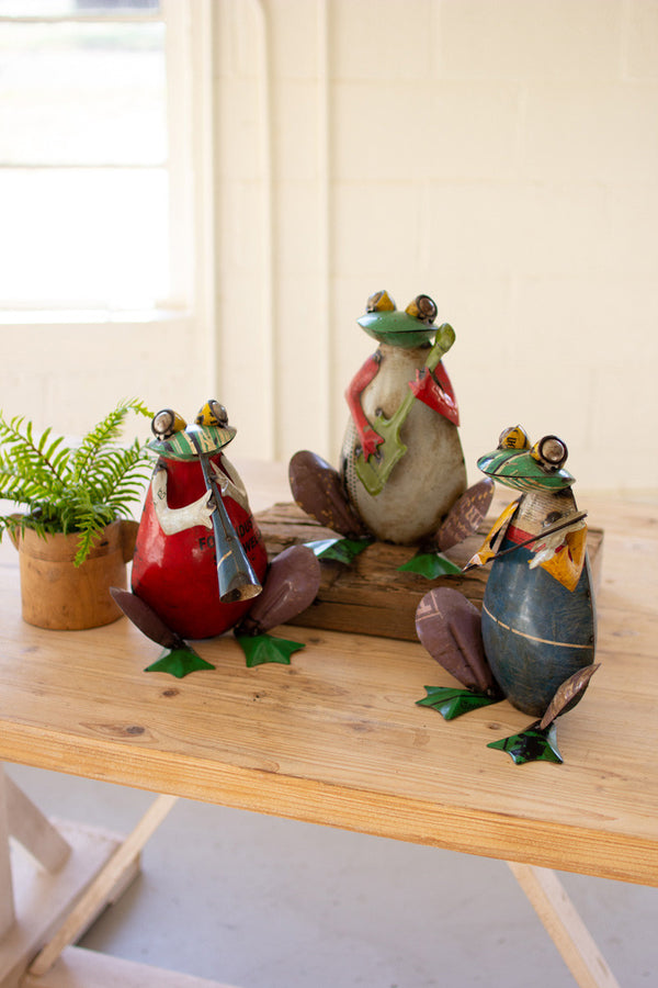 Set of 3 Recycled Metal Frog Band