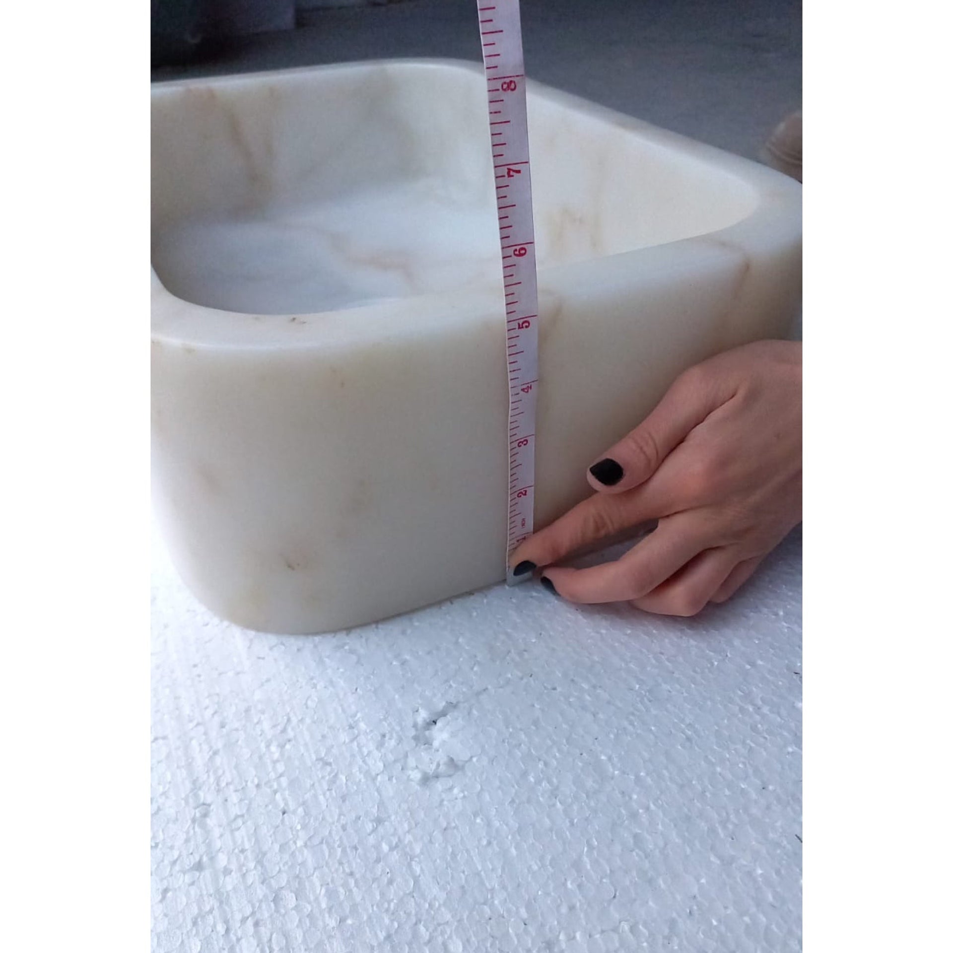 European Sugar Marble Rectangular Farmhouse Sink Semi-Polished  (W)12.5