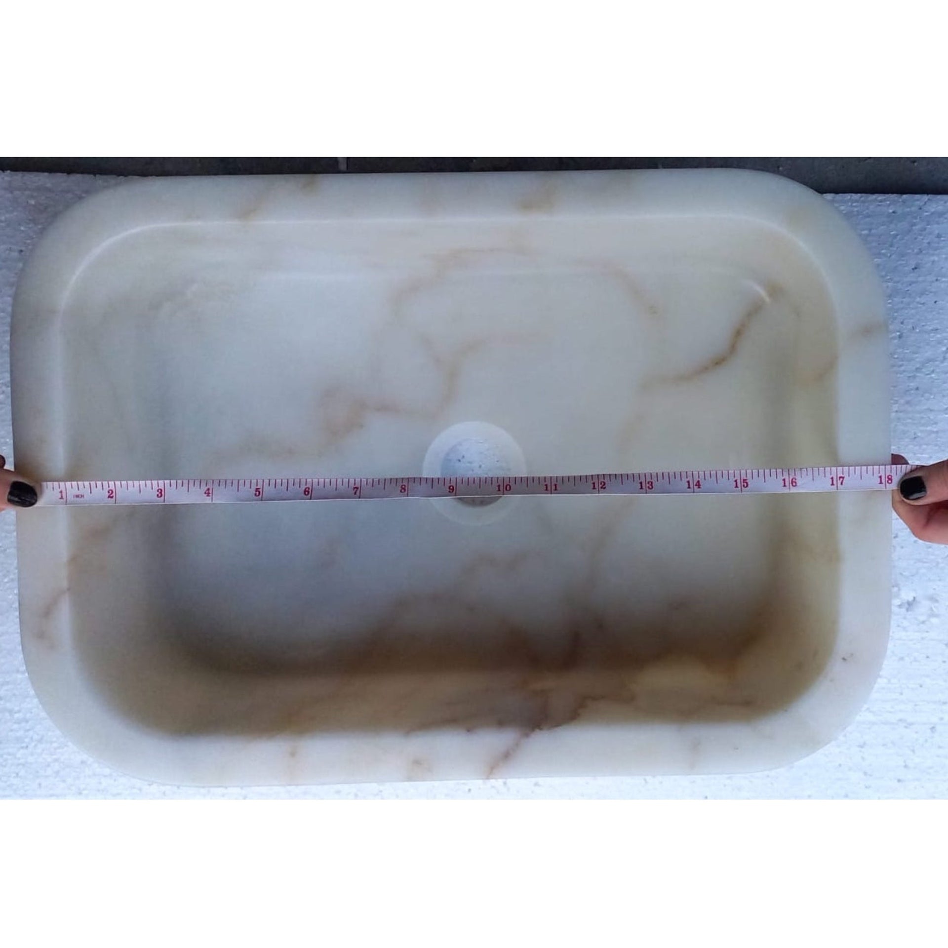 European Sugar Marble Rectangular Farmhouse Sink Semi-Polished  (W)12.5