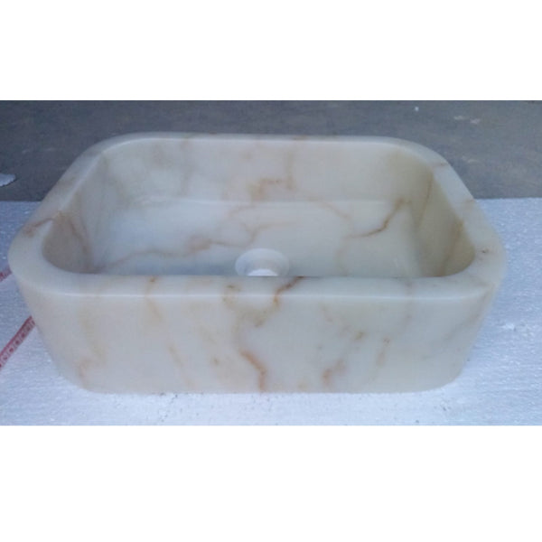 European Sugar Marble Rectangular Farmhouse Sink Semi-Polished  (W)12.5