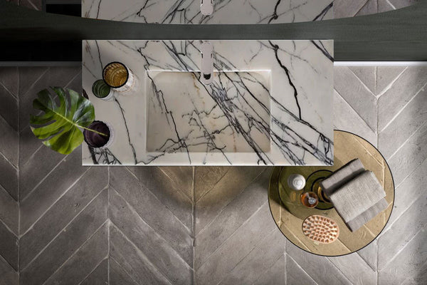 New York Marble Wall-mount Bathroom Sink Hidden Drain Polished (W)16