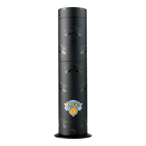 Black cylindrical product with New York Knicks logo on a white background