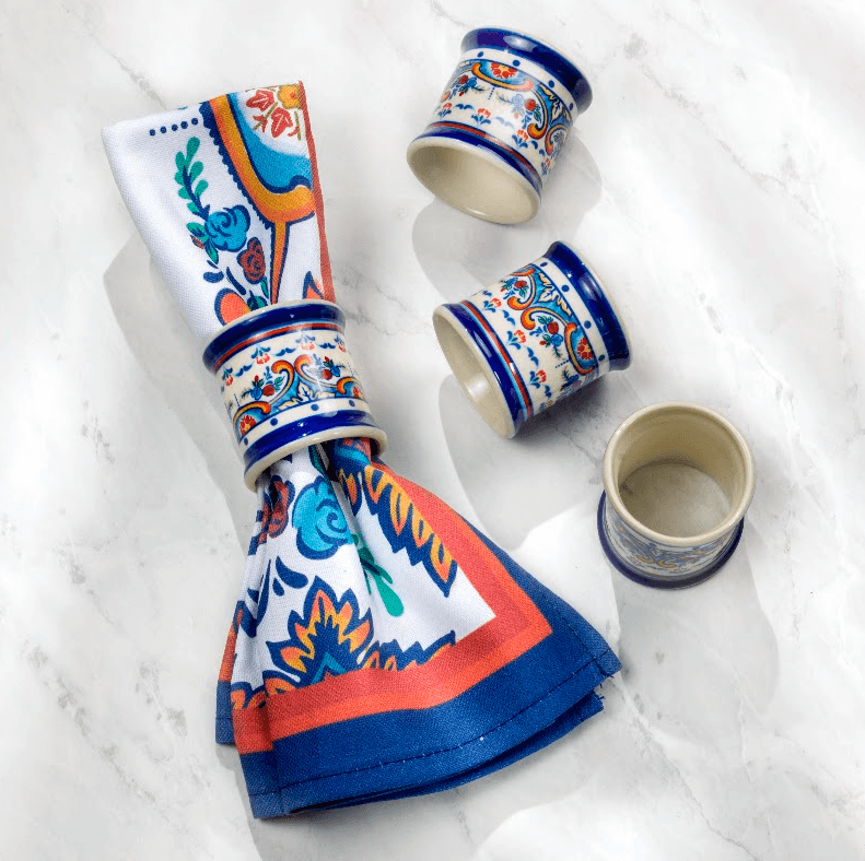 Zanzibar 4 Piece Stoneware Napkin Rings Set