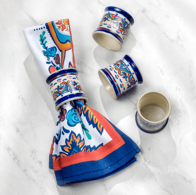 Zanzibar 4 Piece Stoneware Napkin Rings Set