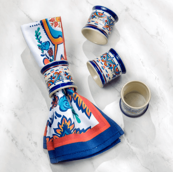 Zanzibar 4 Piece Stoneware Napkin Rings Set