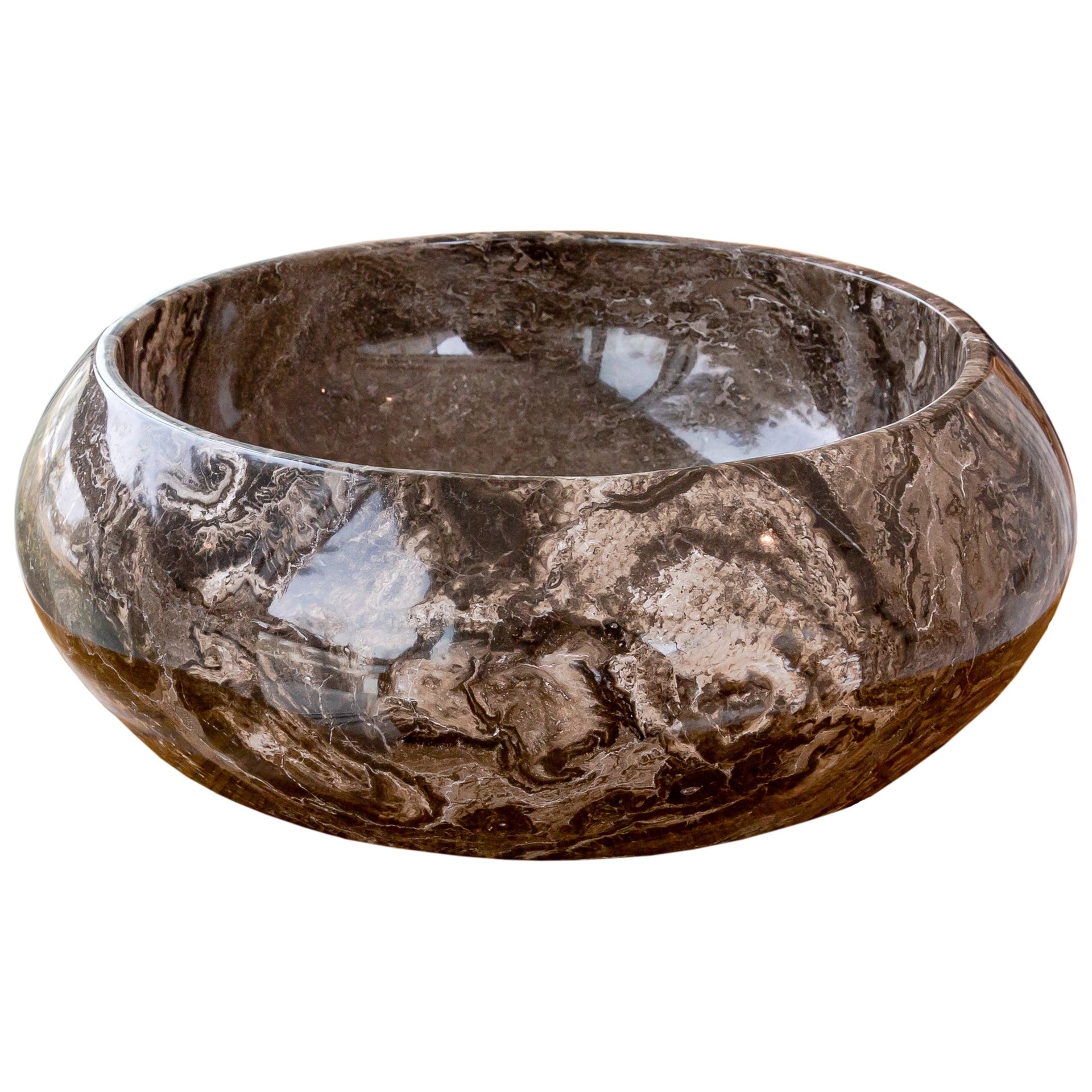 Narcist Brown Marble Vessel Sink High-Gloss Polished