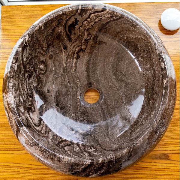 Narcist Brown Marble Vessel Sink High-Gloss Polished