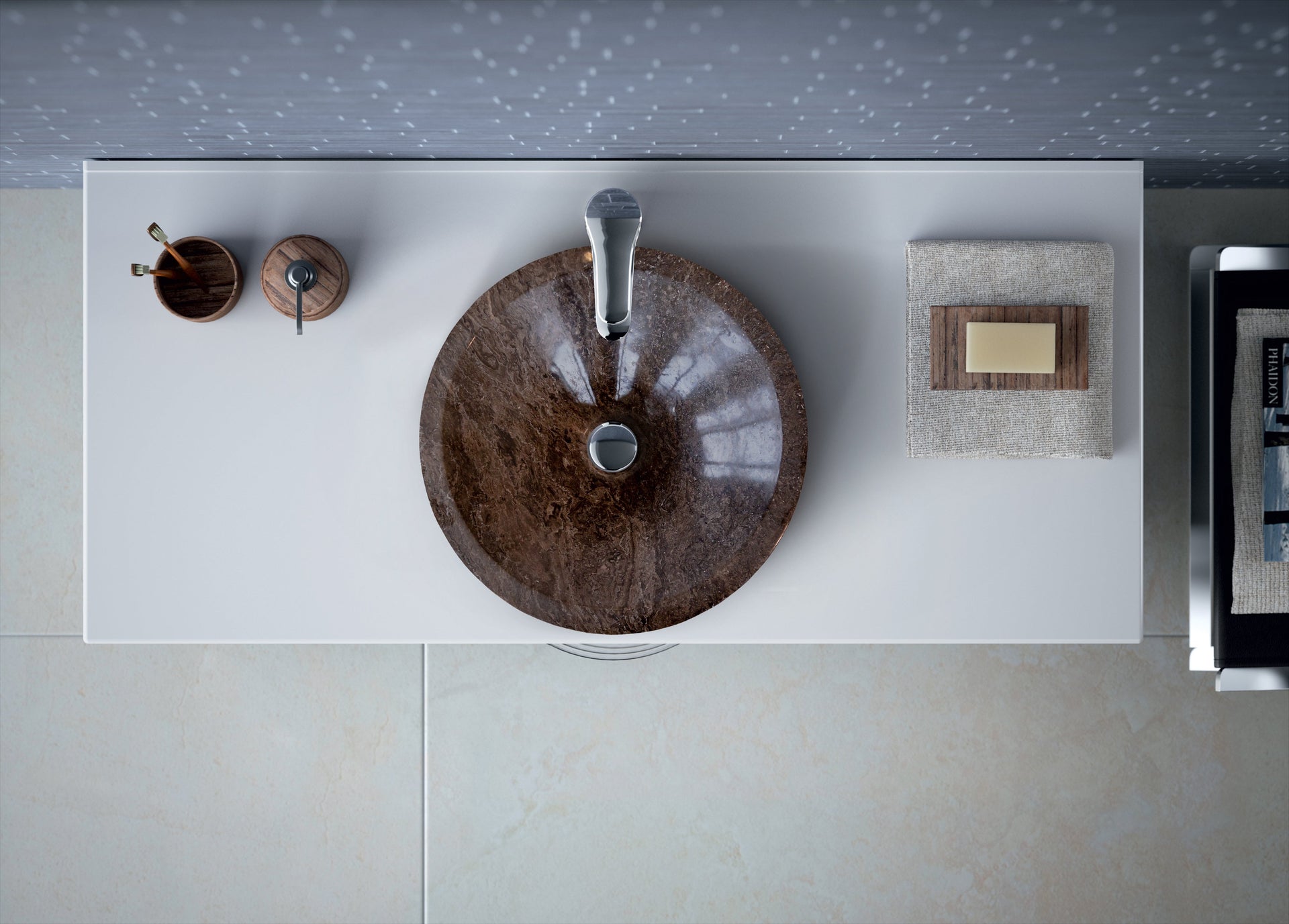 Narcist Brown Marble V-Shape Tapered Sink Polished (D)16