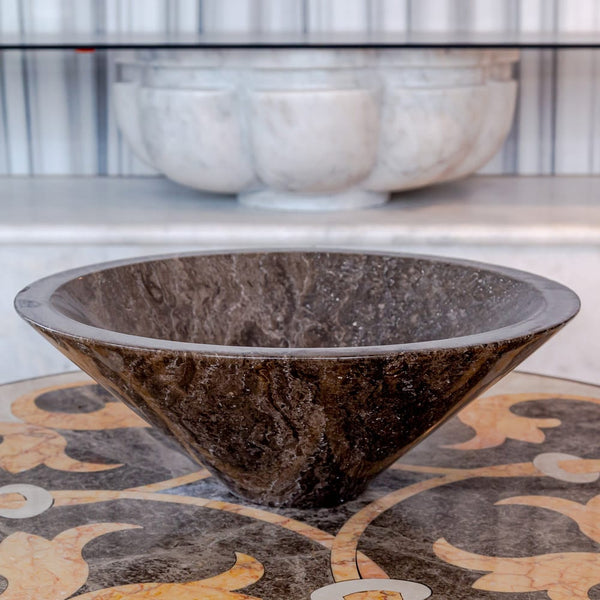 Narcist Brown Marble V-Shape Tapered Sink Polished (D)16