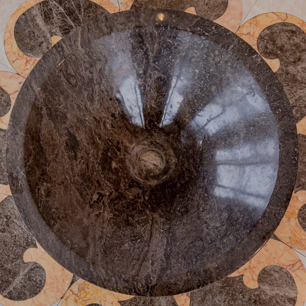 Narcist Brown Marble V-Shape Tapered Sink Polished (D)16