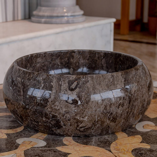 Narcist Brown Marble Vessel Sink High-Gloss Polished