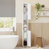 Narrow Bathroom Storage Cabinet with Open Shelves and Toilet Paper Holder-White