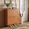 Narrow Shoe Cabinet with Adjustable and Removable Shelves for Entryway Foyer-Oak