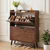 Narrow Shoe Cabinet with Adjustable and Removable Shelves for Entryway-Brown