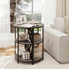 Narrow Side Table with Study Metal Frame and Storage Shelves-Gray