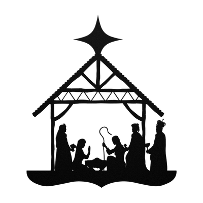 Nativity Silhouette Metal Wall Hanging - 5 Colors & 6 Sizes!
