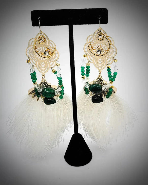 emerald green tassel earrings - Gifts for You 'n Me