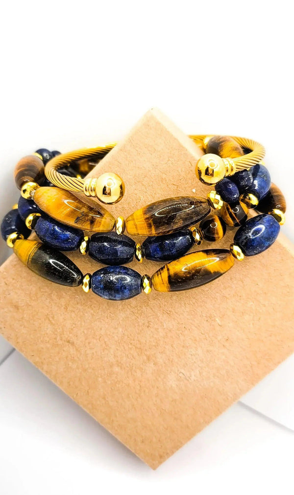 Tiger Eye and Lapis Lazuli Bracelet set - Gifts for You 'n Me