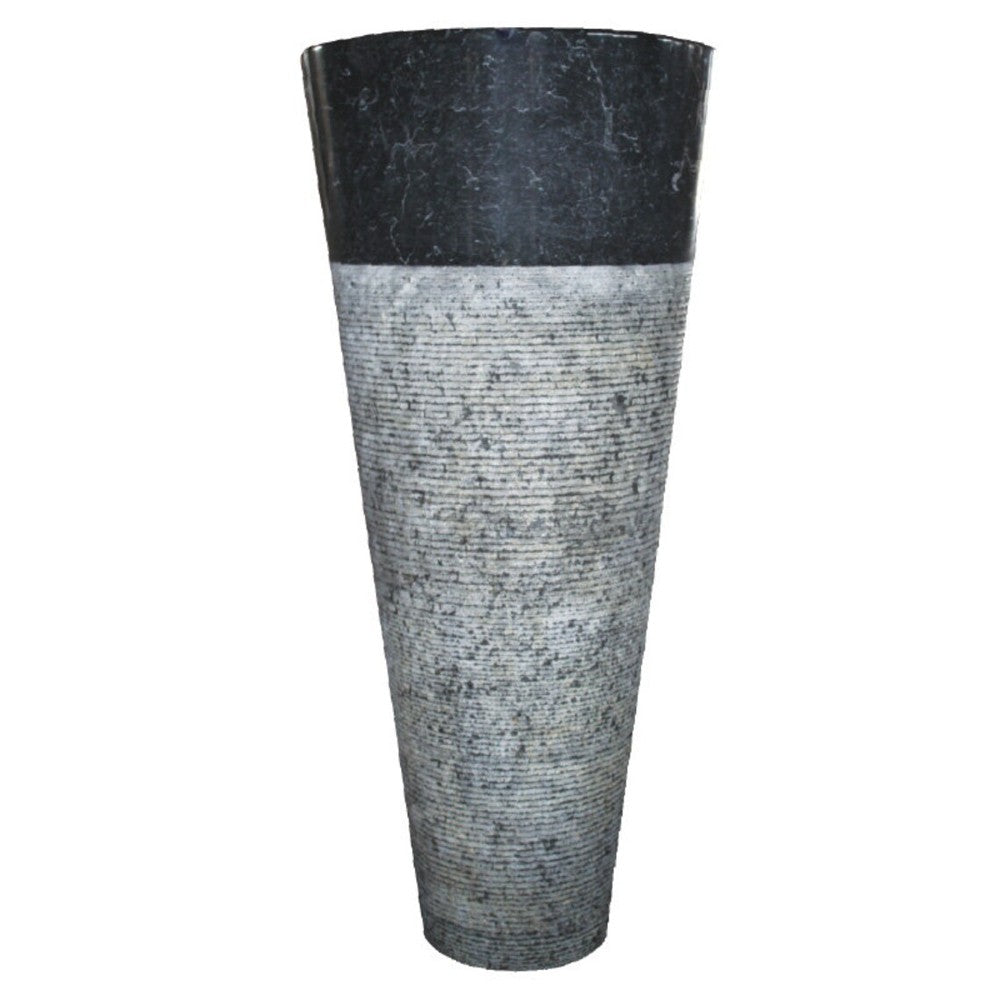 Natural Stone Black Marble Pedestal Conical Shaped Sink (D)16