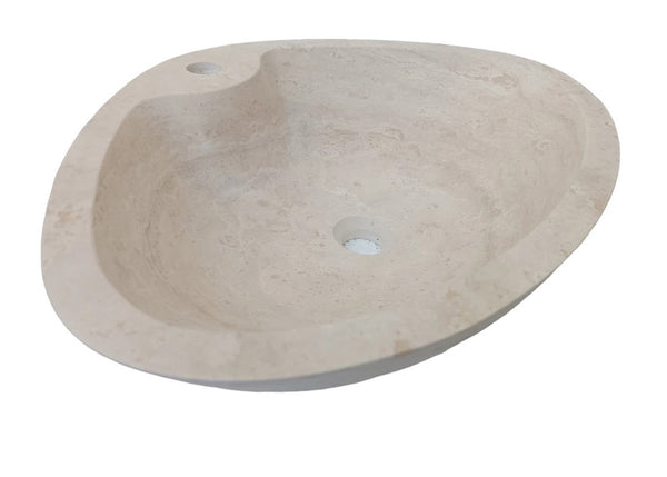 Natural Stone Light Travertine Special Shape Vessel Sink Honed and Filled (W)23,6