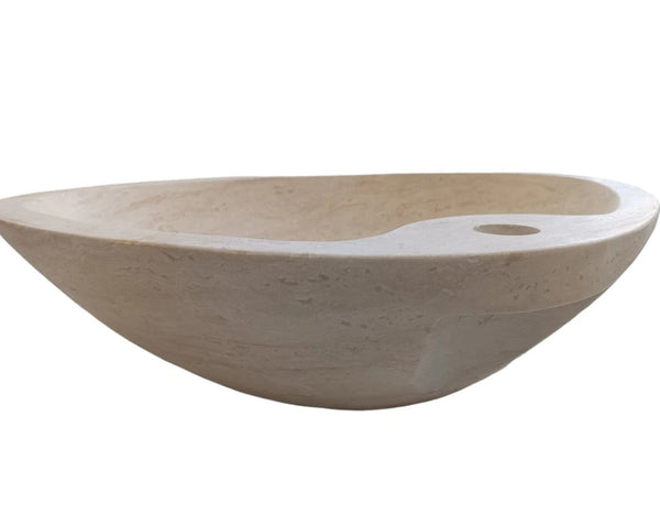 Natural Stone Light Travertine Special Shape Vessel Sink Honed and Filled (W)23,6