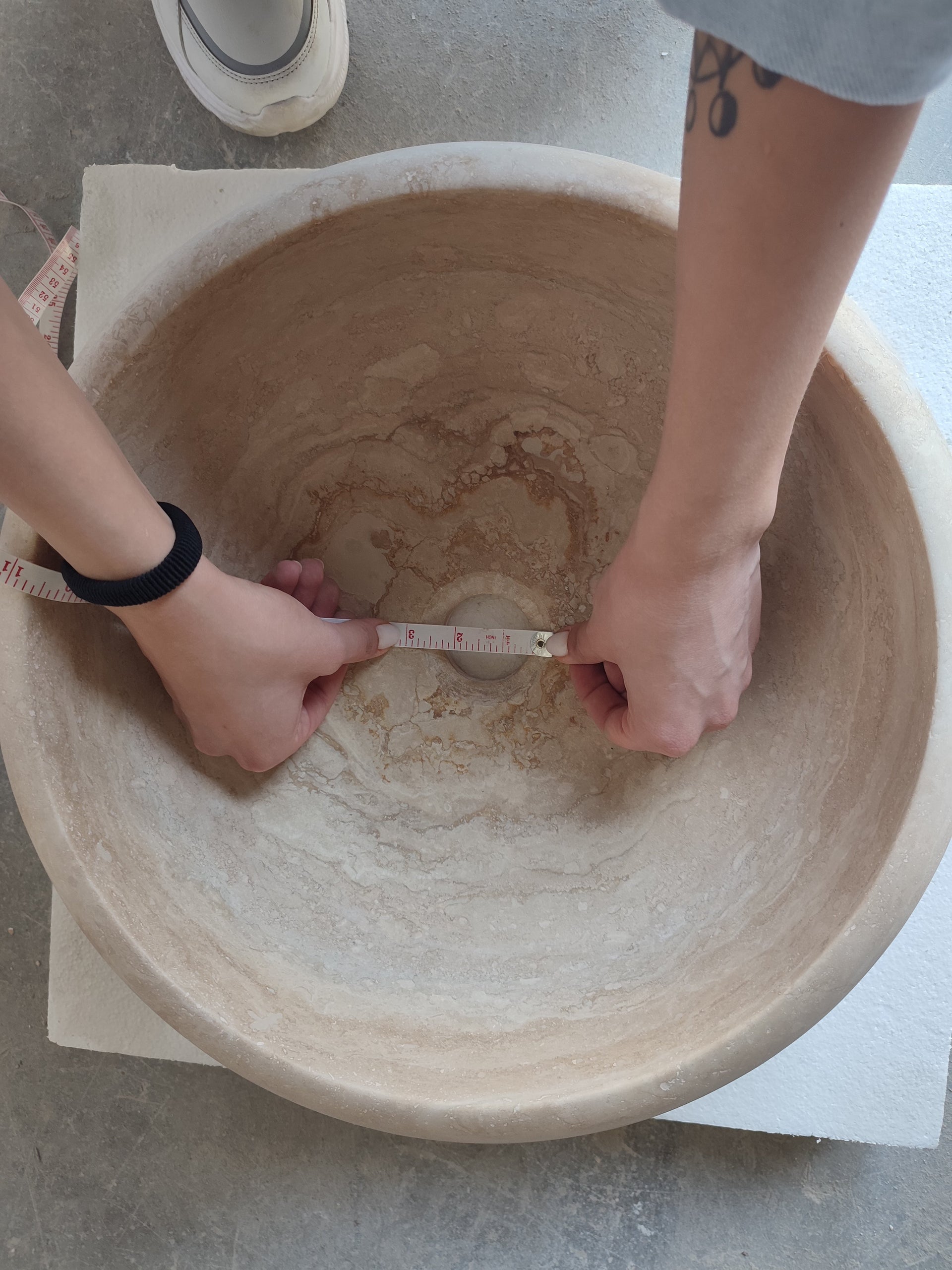 Natural Stone Light Travertine Vessel Sink (D)16