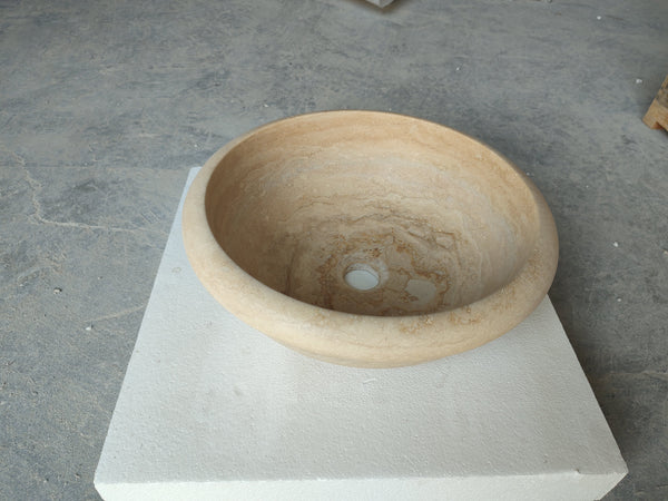 Natural Stone Light Travertine Vessel Sink (D)16